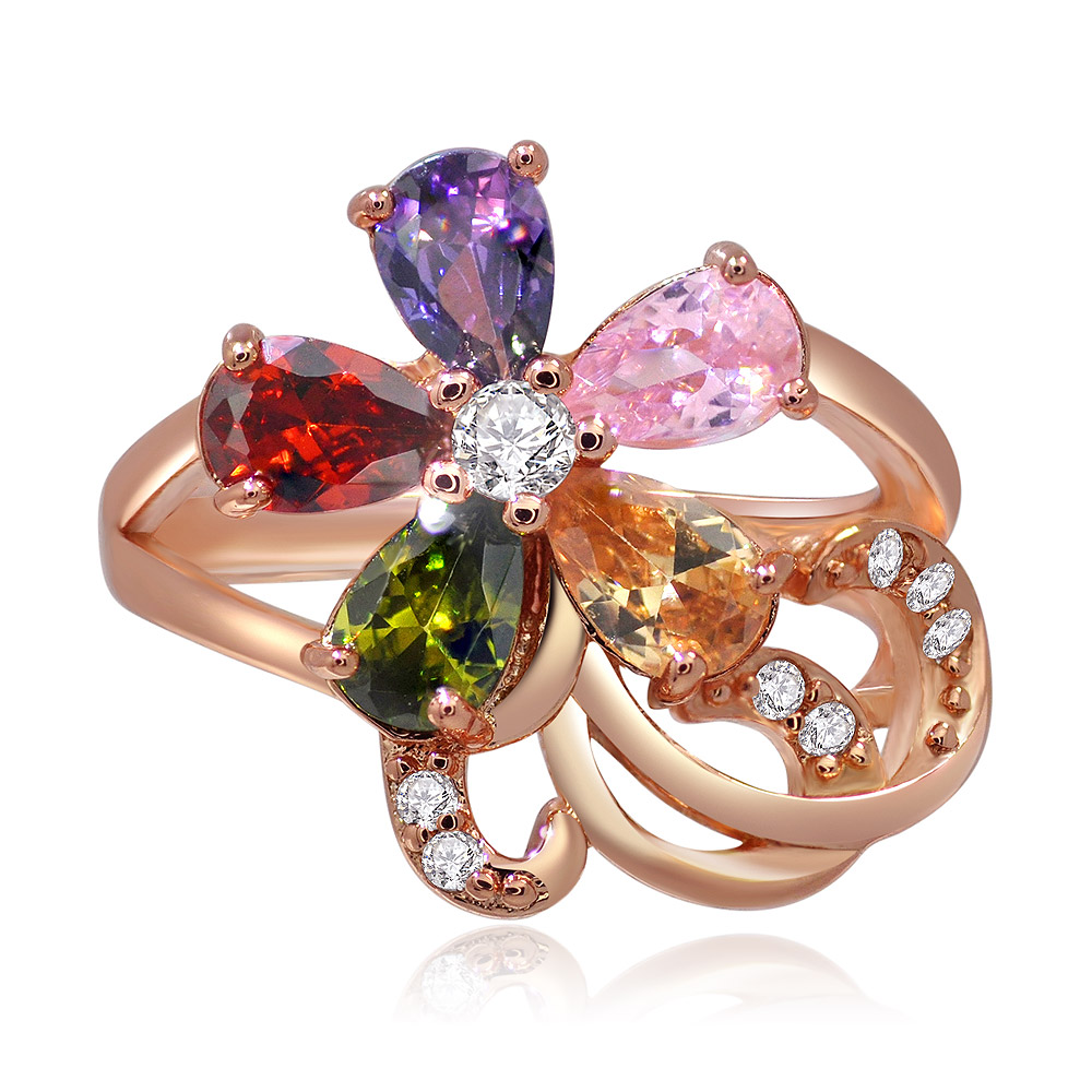 Flower Multicolor Cubic Zirconia Band Ring